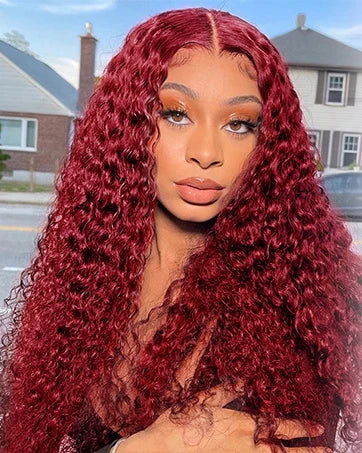 99J Burgundy 13x4 Lace Wig Deep Curly Human Hair Glueless Wig Human Hair Ready to wear Choice Brazilian Wigs For Women