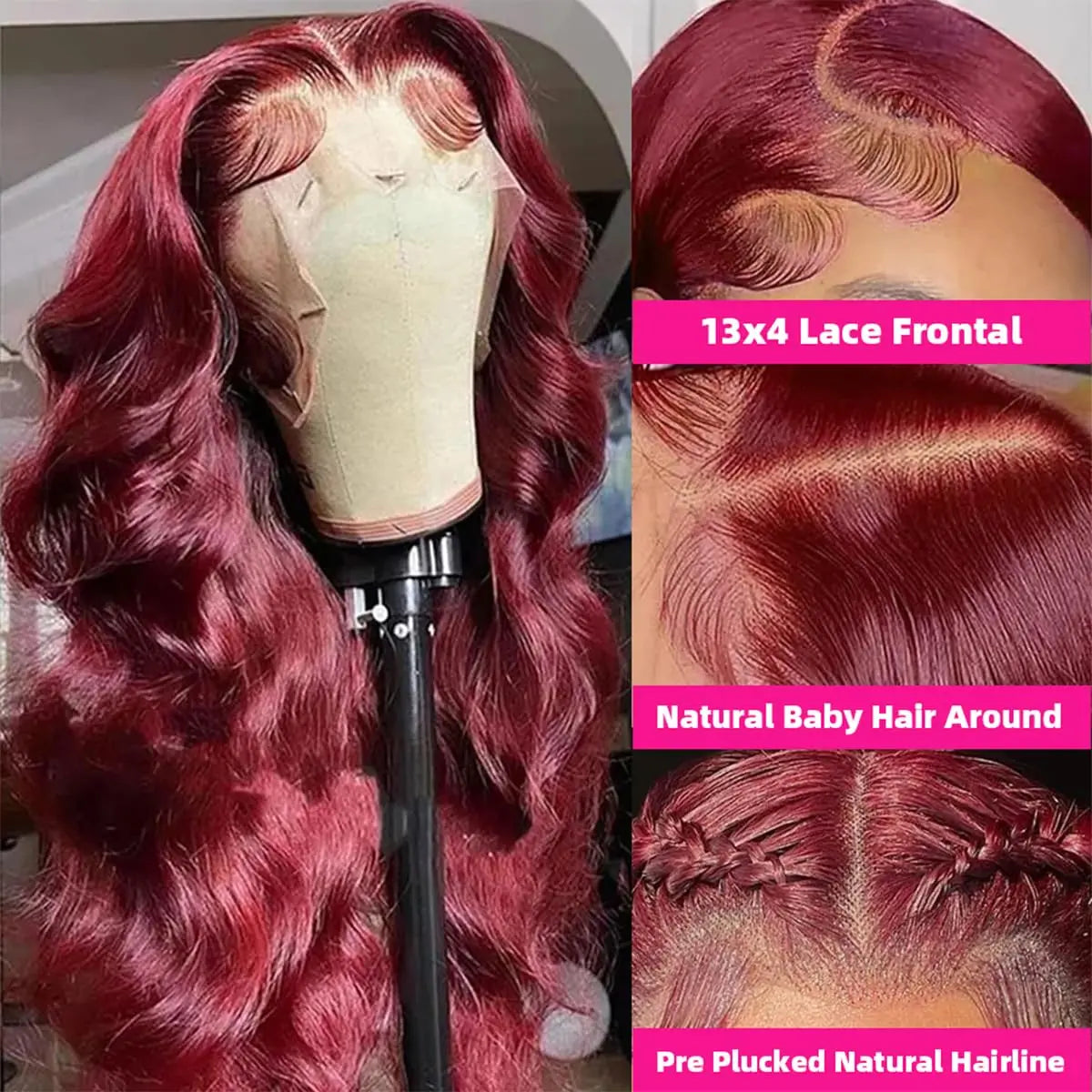 220 Density 99J Burgundy Human Hair Wig Colored Hd Lace Front Wig 13x6 Body Wave Lace Frontal Wigs 13x4 Pre Plucked Human Hair