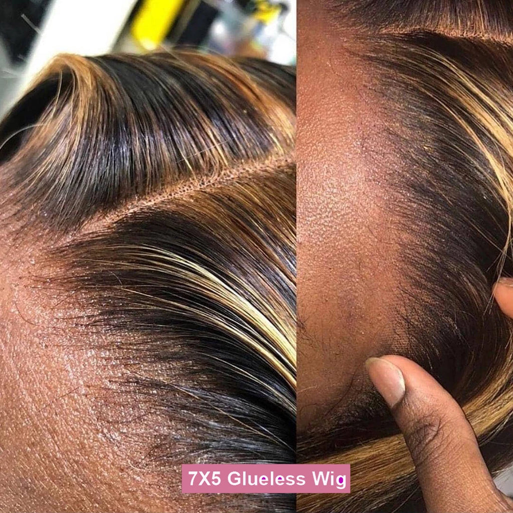 40 Inch Highlight Glueless Wigs Human Hair Ready To Wear Preplucked Body Wave Ombre Color 13x4 Front Wigs For Women 250 Density