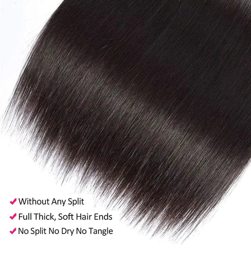 Straight 28 30 32 40 Inch 100% Natural Human Hair Bundles Deal Extensions Natural Black Brazilian Hair Weave Bundles For Women