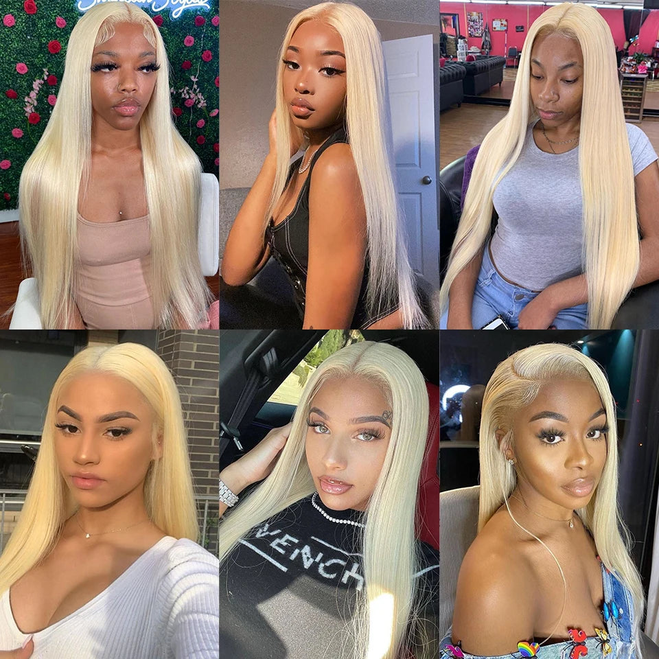 200% Density 13x6 HD Transparent Lace Front Wigs Straight Human Hair Wigs Wear and Go 613 Blond Lace Frontal Wig Human Hair