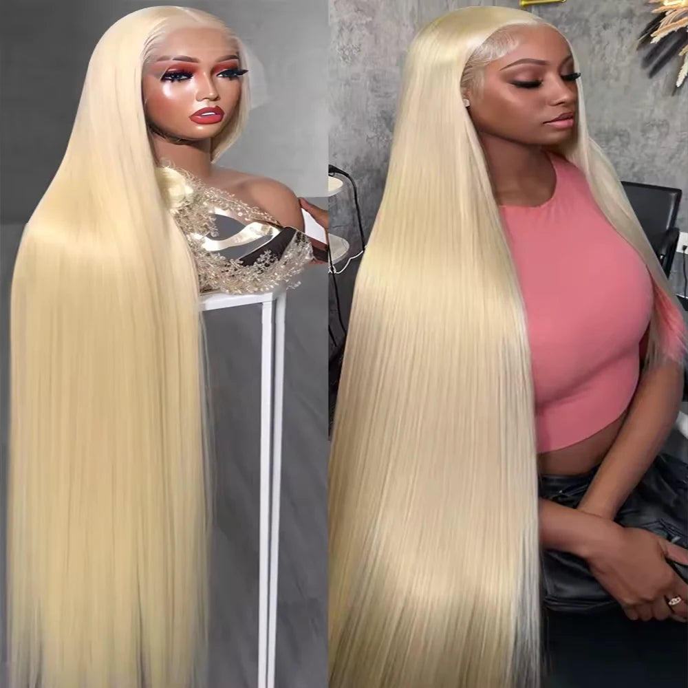210% 30 40inch 13x6 HD Full Frontal Lace 613 Blonde Colored Straight Wigs Lace Frontal Human Hair Wigs Lace Front Wigs For Women