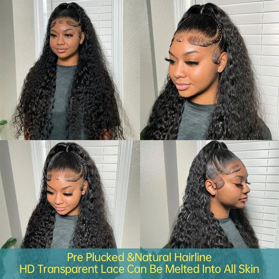 250 Density Transparent HD Human Hair Wig 30 38 40 Inch Deep Wave 13x4 Curly Lace Front 13x6 Water Wave Lace Frontal Wigs