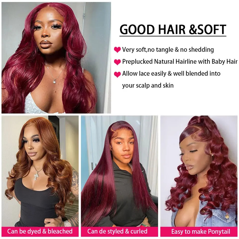 16A Burgundy 99j Body Wave Bundles Red Colored Human Hair Bundles 1/3/4 PCS Brazilian Virgin Hair Weave Extension For Women