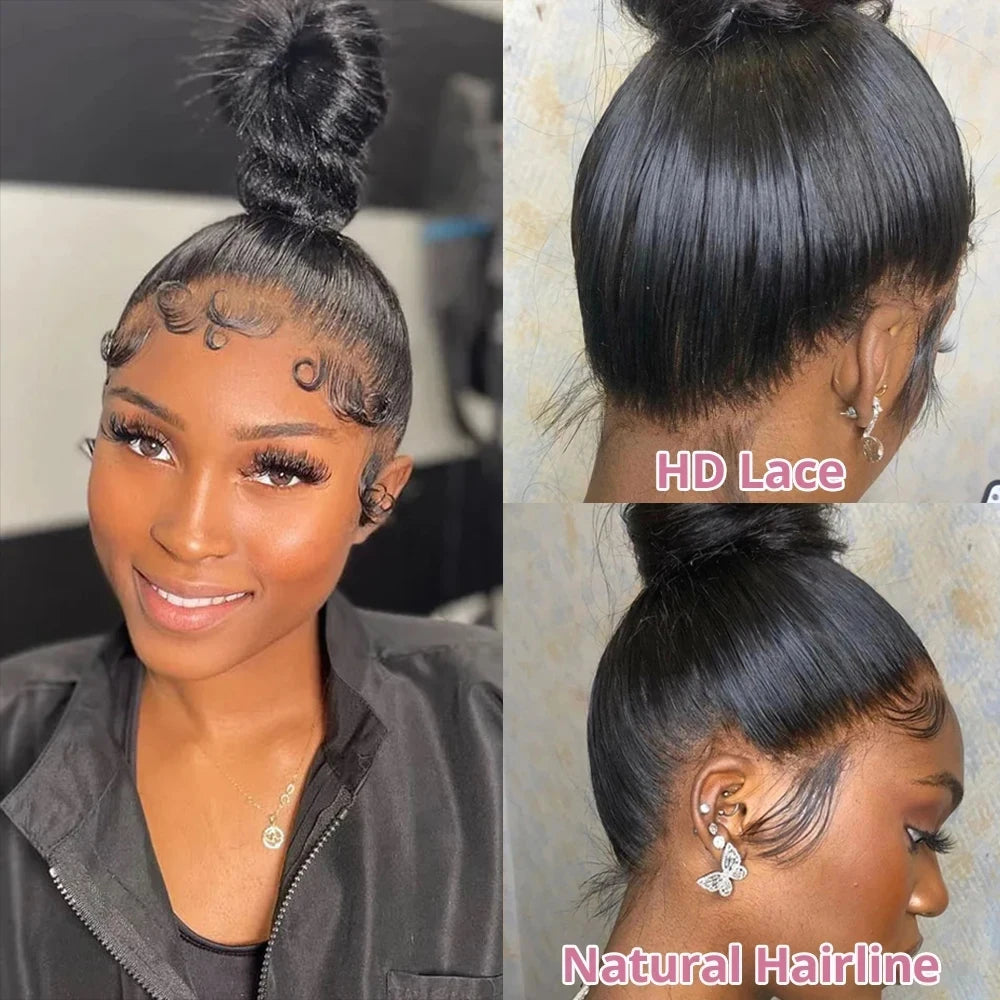 300 High Density Bone Straight 13x6 HD Lace Front Human Hair Wigs Brazilian Hair 40 46 Inch 13x4 360 Lace Frontal Wigs For Women