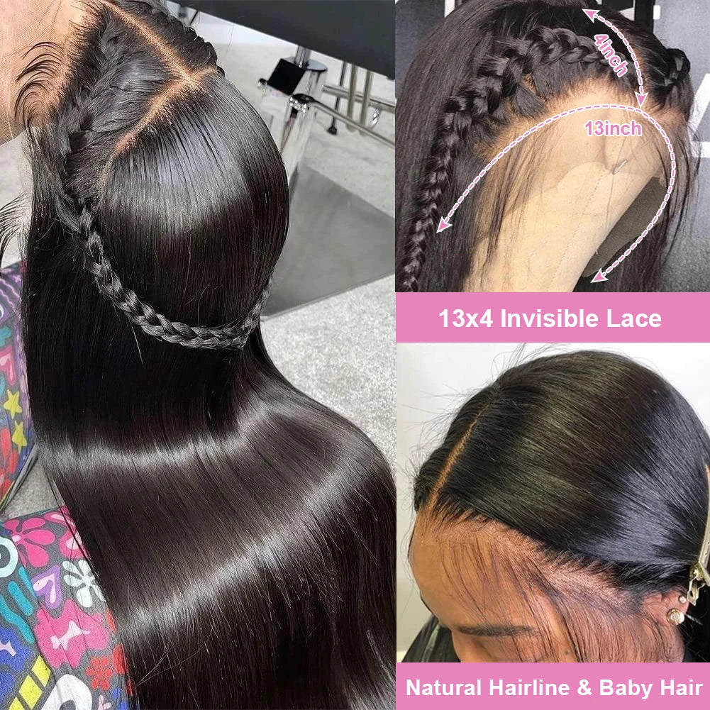 300 High Density Bone Straight 13x6 HD Lace Front Human Hair Wigs Brazilian Hair 40 46 Inch 13x4 360 Lace Frontal Wigs For Women
