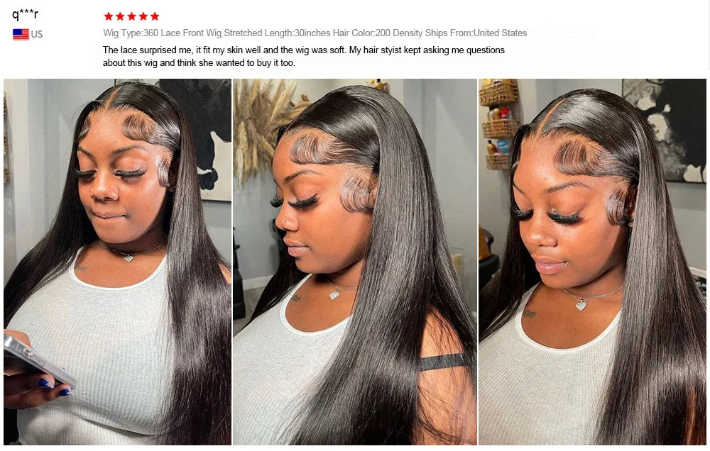 250 Density 40Inch HD Transparent Lace Wigs 13x6 Bone Straight Lace Frontal Wigs Human Hair 13X4 Pre Plucked Brazilian For Women