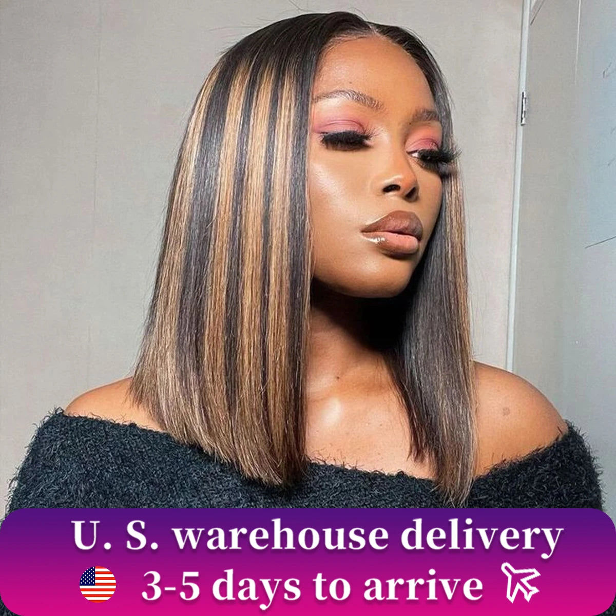 Peruvian Highlight P4/27 Bob Lace Front Wigs 100% Human Hair Wigs Bob Lace Wigs For Women Ombre Blonde Straight Lace Closure Wig