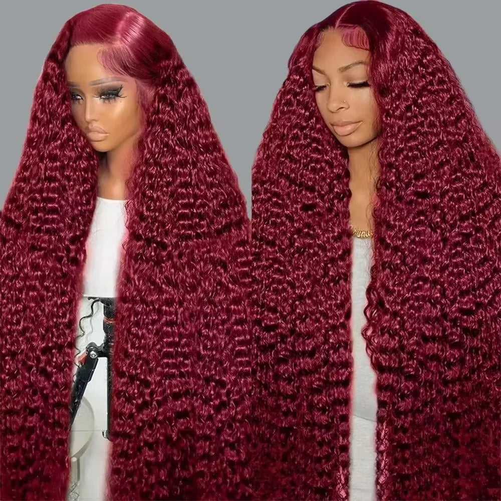 Kinky Curly Wigs 220% Human Hair Wigs Water Deep Wave Brazilian HD Lace Frontal Wig 13x6 HD Lace Front Human Hair Wig For Women