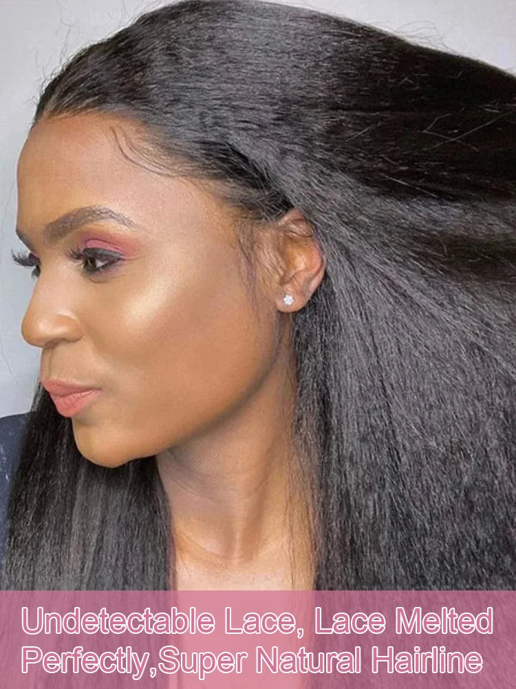 40 Inch HD 13x6 Transparent Kinky Straight Human Hair Wigs Brazilian 13x4 360 Yaki Lace Frontal Human Hair Wigs For Women 300%