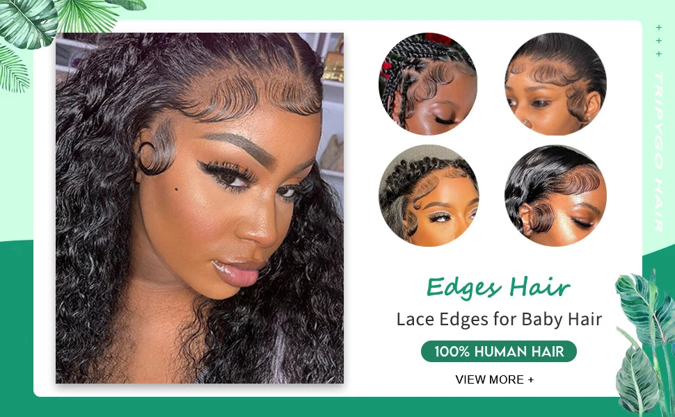 4Pcs Baby Hair Edges Hair HD Lace Baby Hair Stripes For Women Reusable Invisible Lace Hairline Edges Real Human Hair Pieces