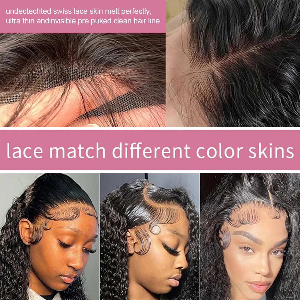 40 46Inch Deep Wave 13x6 13x4 Lace Frontal Human Hair Wig 300 Density 7x5 Water Curly Wear Go Glueless Human Hair Wigs For Women