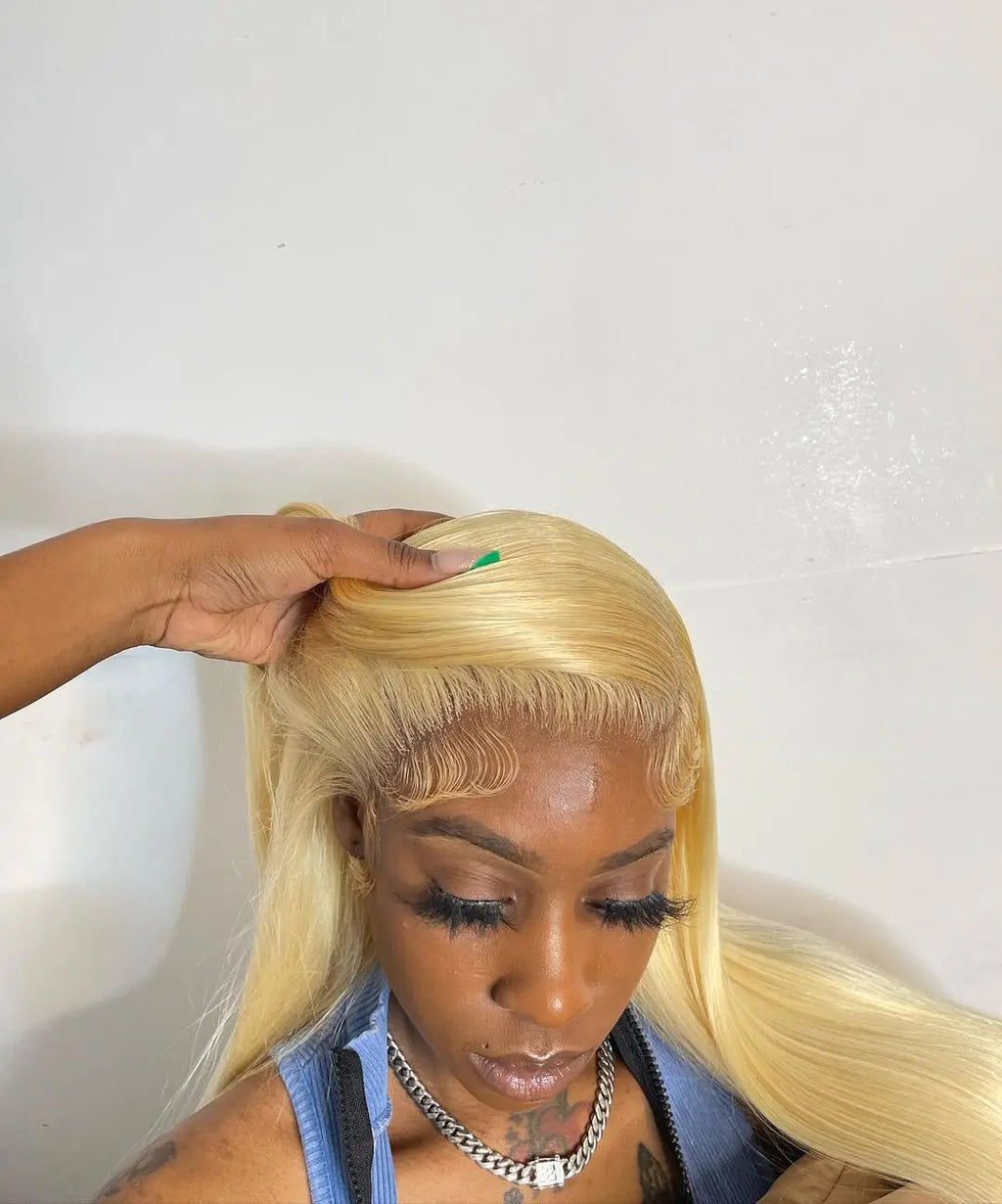 40 Inch 613 Blond Lace Frontal Wig Human Hair 13x6 13x4 HD Transparent Color Bone Straight Lace Front Wigs For Women 250 Density