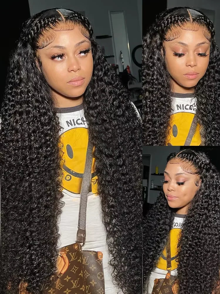 300 Density 40 Inch Deep Wave Wig Human Hair 13x4 13x6 Hd Lace Frontal Wig Water Wave Closure Wig Brazilian Curly Wigs For Women