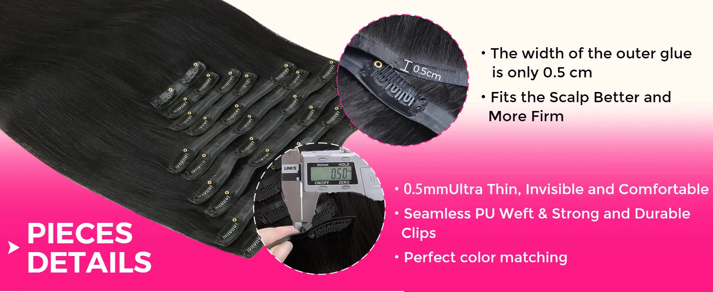 18 Inch Clip in Hair Extensions Real Human Hair 140g Straight 100% Brazilian Remy Human Hair Clip in Hair Extensions for Women