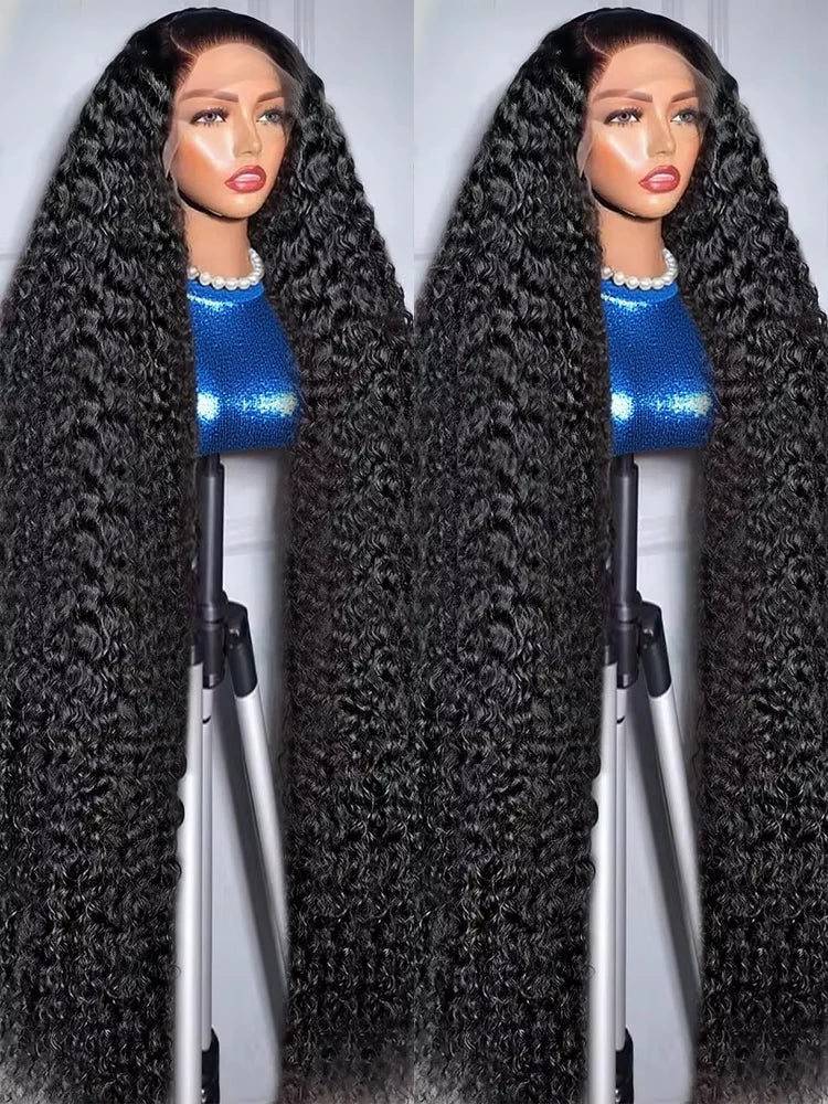 300% 13X6 360 HD Deep Wave Lace Frontal Wig Brazilian 40 46Inch 13X4 Loose Water Curly Wave Lace Front Human Hair Wigs For Women