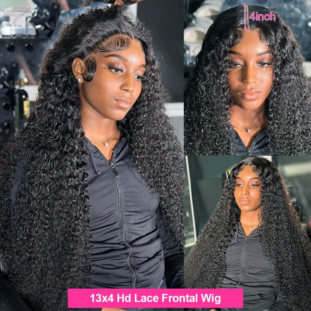 13x6 HD Lace Front Wig Human Hair Wig Deep Wave 30 40 Inch 13x4 Lace Frontal Wigs Glueless Water Wave Closure Wear