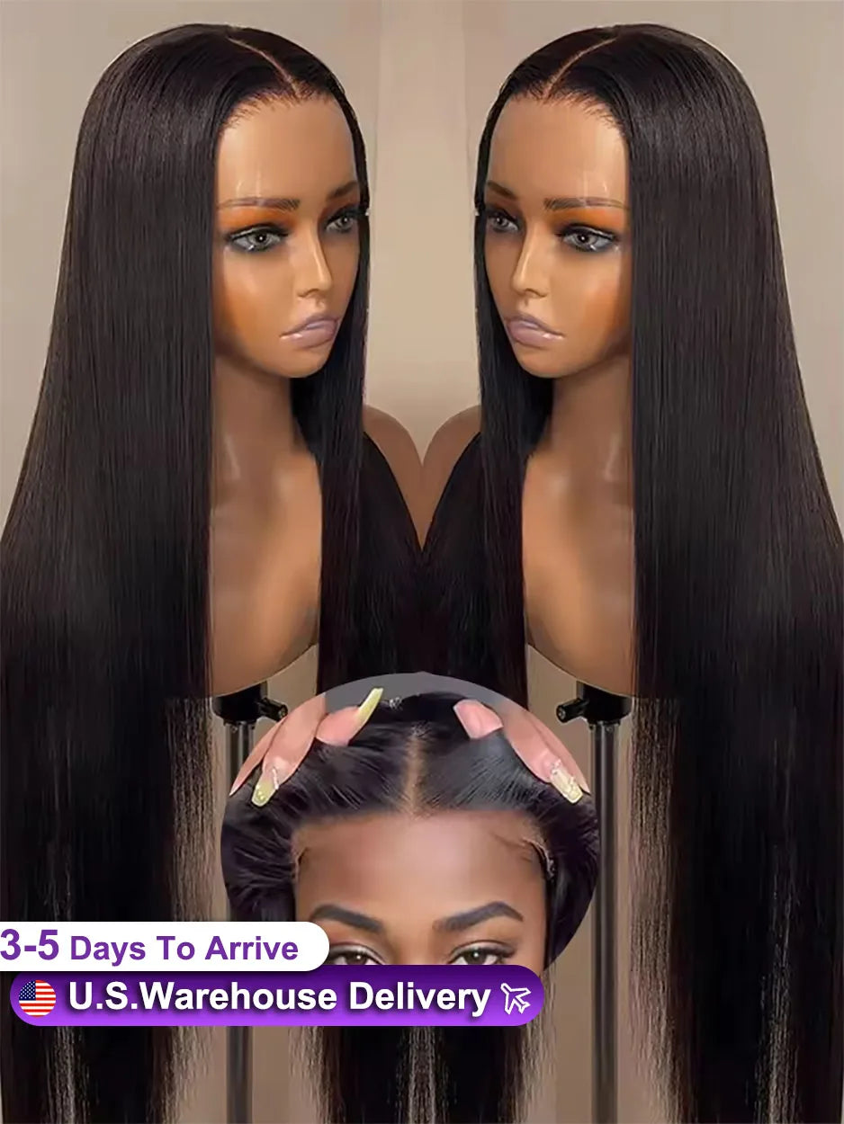 13x4 Bone Straight Glueless Wig Human Hair Ready To Wear Brazilian Lace Front Closure Wigs For Women Preplucked
