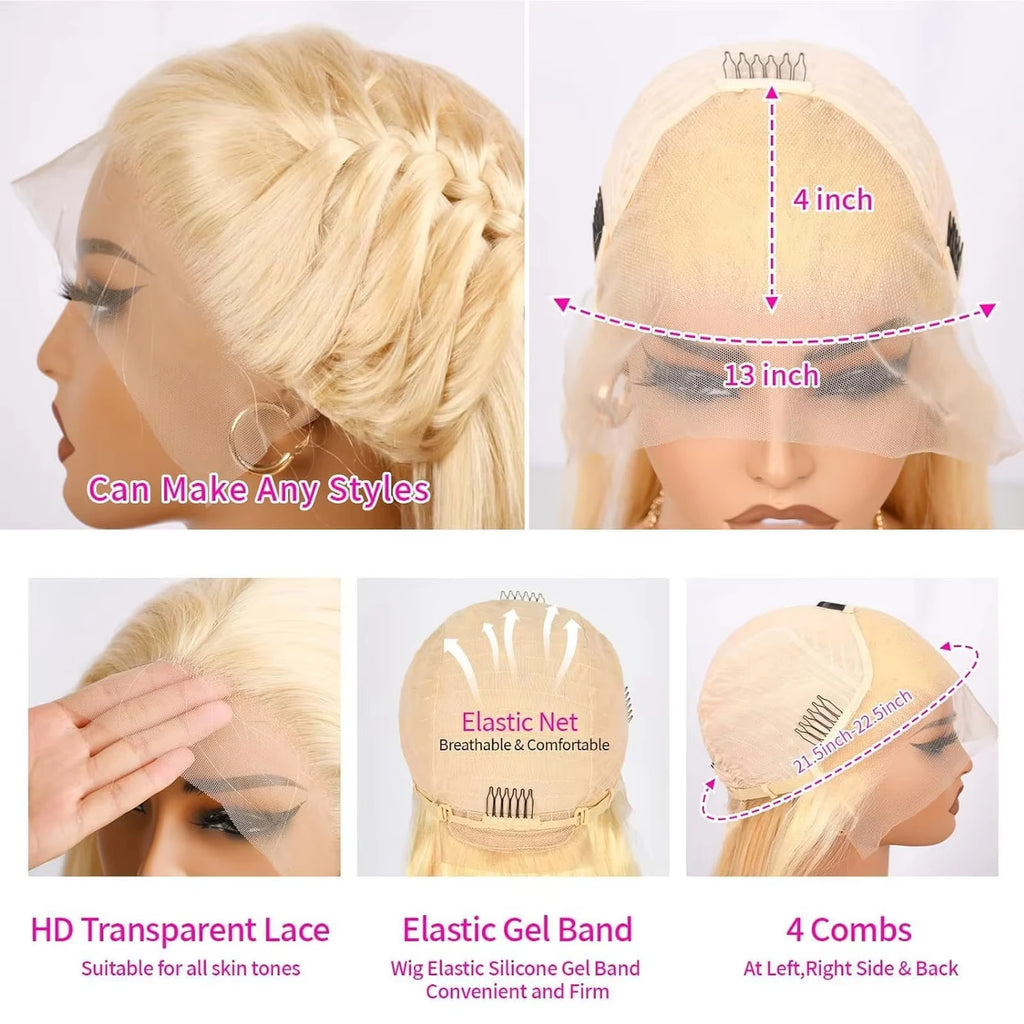 613 HD Lace Frontal Wig 13x6 Body Wave Human Hair Wigs 30 Inch Blonde Natural Colored Pre Plucked Human Hair Wig 2 Pieces Deals