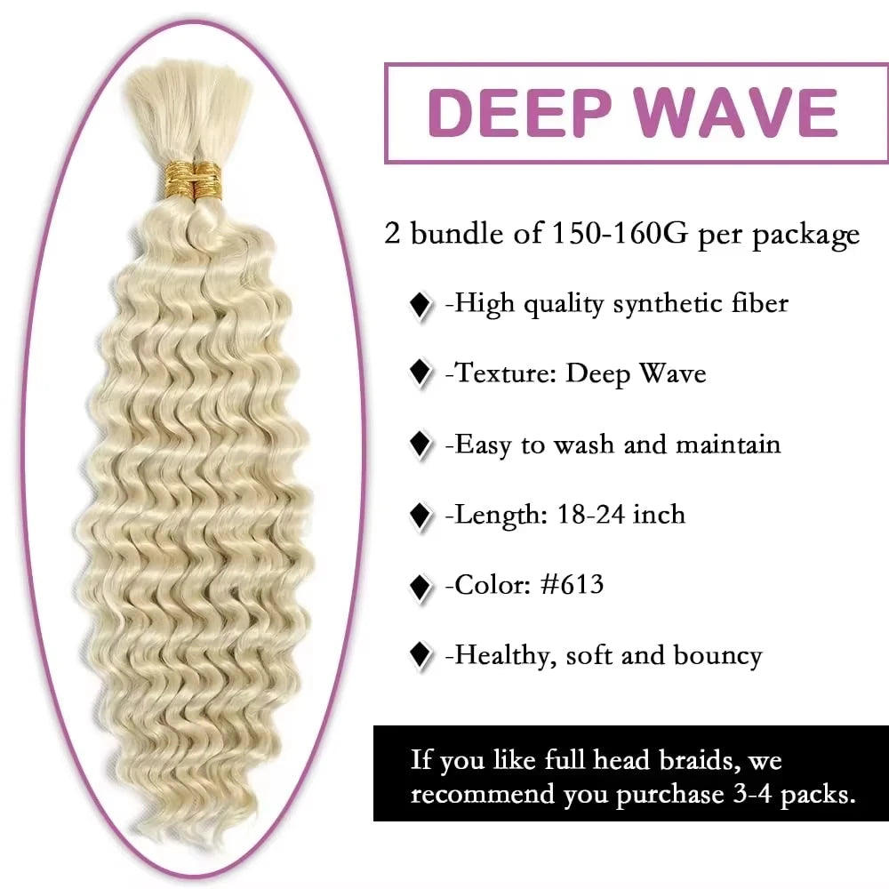 12A 613 Bulk Human Hair For Braiding Deep Wave Blonde Bulk Human Hair Extensions No Weft Human Hair Bundles For Boho Braids