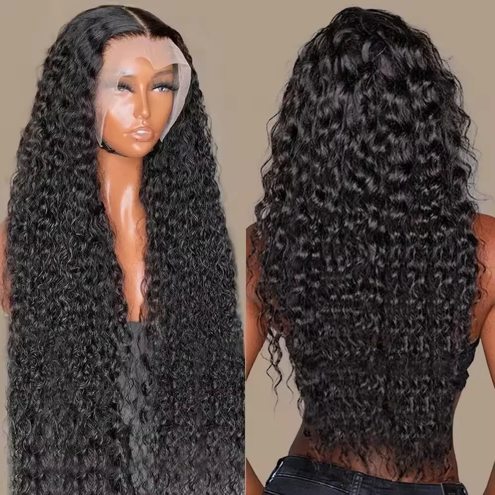 Kinky Curly Wigs 220% Human Hair Wigs Water Deep Wave Brazilian HD Lace Frontal Wig 13x6 HD Lace Front Human Hair Wig For Women