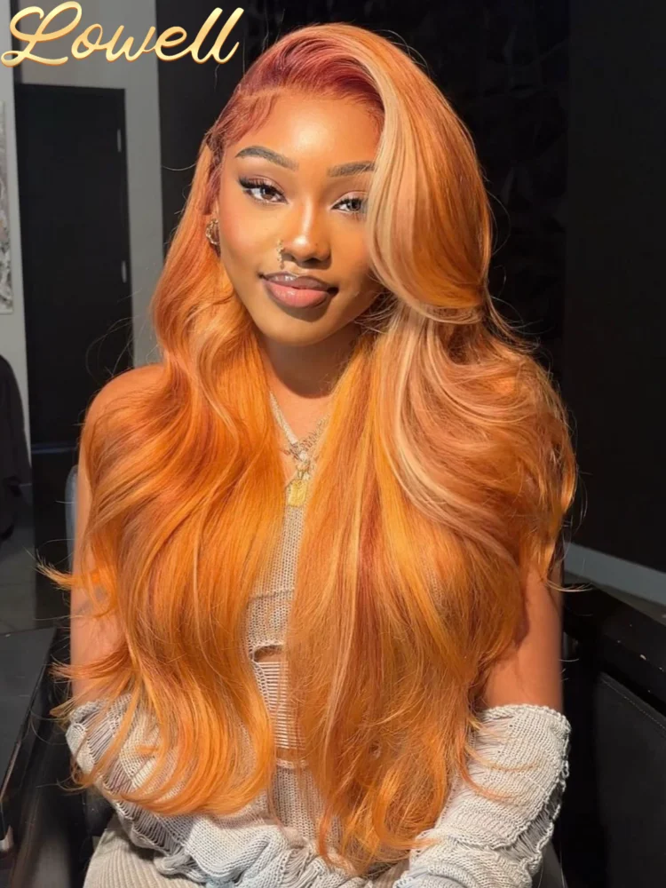 13x6 Orange Ginger Human Hair Wig Body Wave Human Hair Wig 100% Brazilian Colored 13x4 hd Lace Frontal Wig Virgin Human Hair Wig
