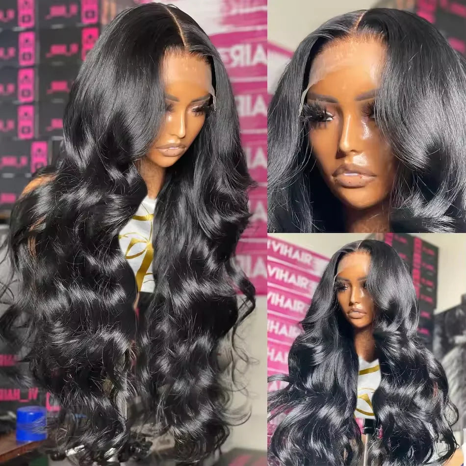 30 40 Inch 13x6 HD Transparent Body Wave Lace Frontal Wigs Preplucked 13x4 Lace Front Human Hair Wig Pre Plucked For Black Women