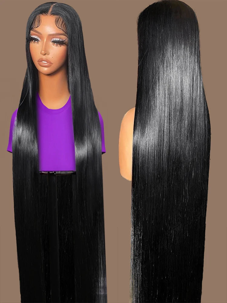 300 Density 13x4 13x6 HD Bone Straight 40 46 50 Inches Lace Front Human Hair Wigs Brazilian 7x5 Wear Go Glueless Wigs For Women