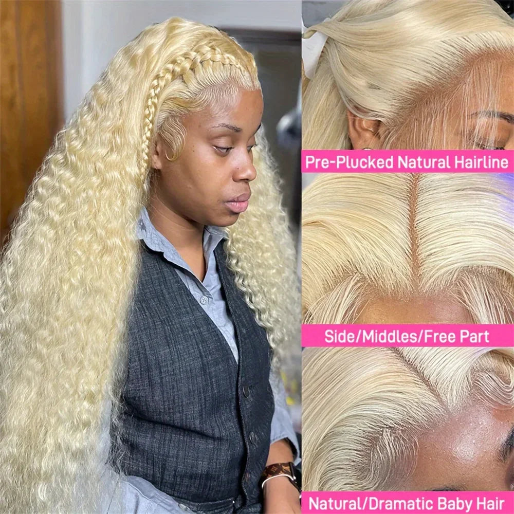 613 Blonde Glueless FrontaCurly Lace Front Wigs 13x4 Deep Curly Human Hair Wigs Fall Colored 13x6 HD Deep Wave Lace Frontal Wigs