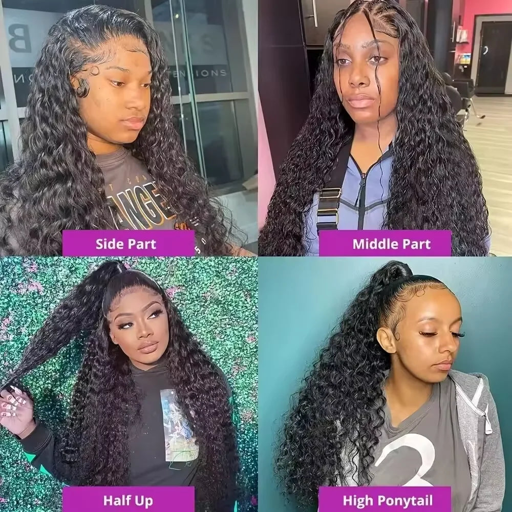 42 40inch Water Wave Curly Lace Frontal Wigs 13x4 13x6 HD Deep Wave Lace Frontal Wig 360 Full Human Hair Wigs For Women On Sale