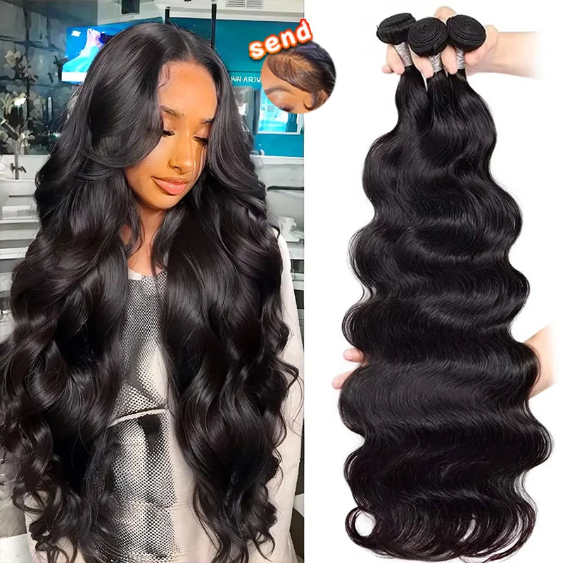 16A 30 40 Inch Body Wave Bundles Human Hair 100% Human Hair Brazilian Raw Hair Extensions 1/4/5/6 Bundles Natural Hair Remy Hair