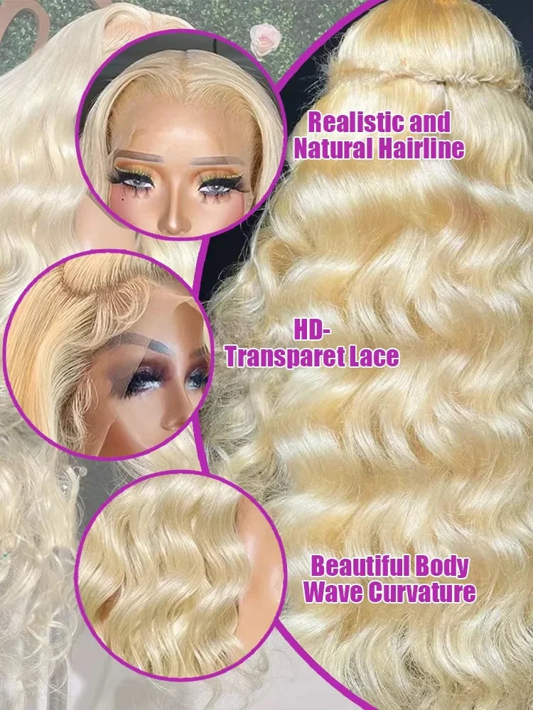 613 HD Lace Frontal Wig 13x6 Body Wave Human Hair Wigs 30 Inch Blonde Natural Colored Pre Plucked Human Hair Wig 2 Pieces Deals