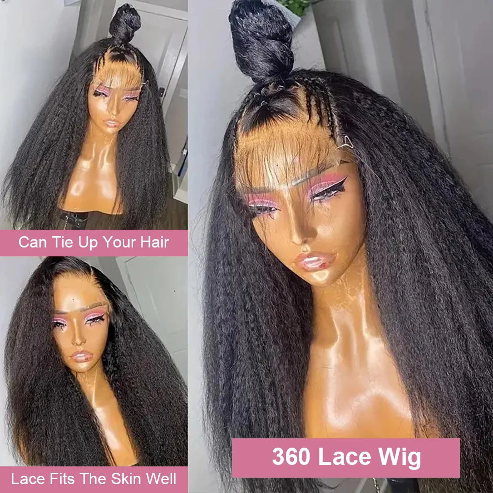 40 Inch HD 13x6 Transparent Kinky Straight Human Hair Wigs Brazilian 13x4 360 Yaki Lace Frontal Human Hair Wigs For Women 300%
