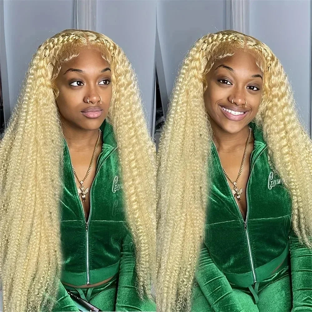 40 42 Inch Honey Blond Curly Wigs 613 Hd Lace Frontal Wig 13x6 for Women 200 Density Deep Wave Frontal Wig