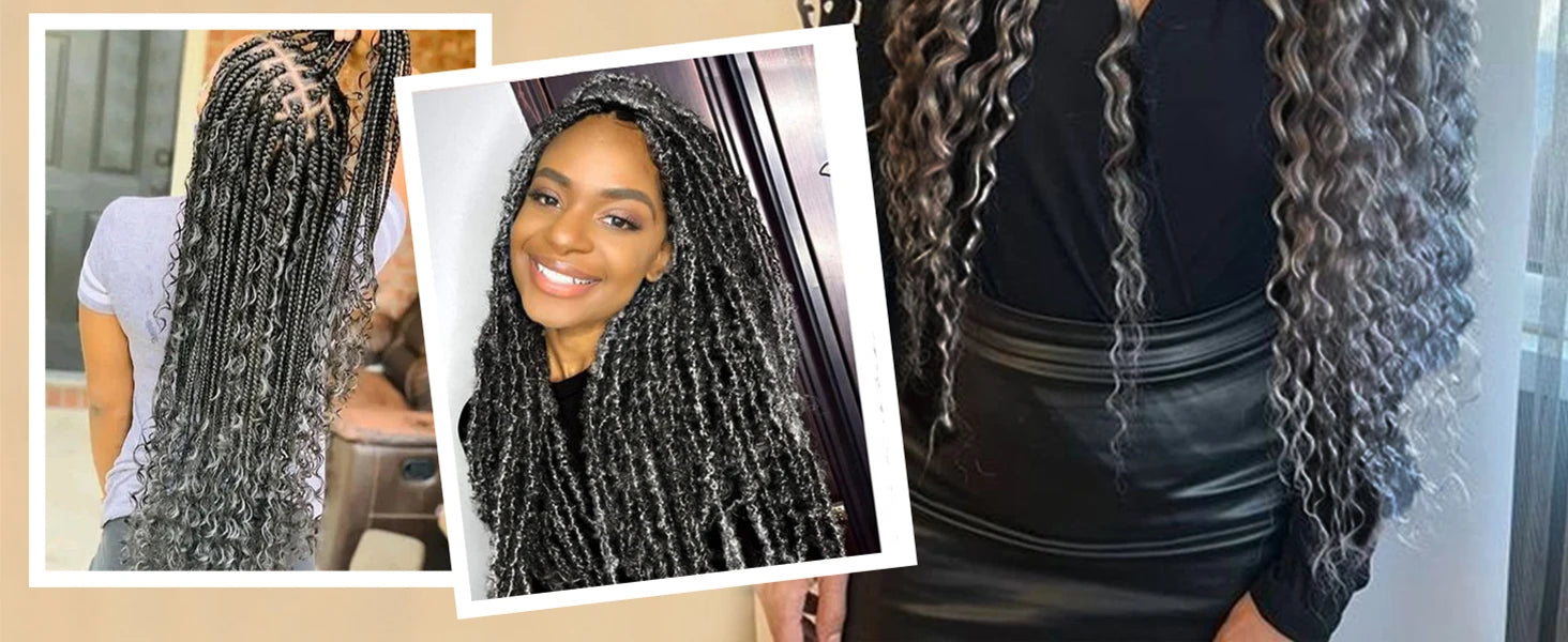 Deep Wave human hair bundle no weft bundle female hair extension 3 strands Gray human hair for real human hair braid