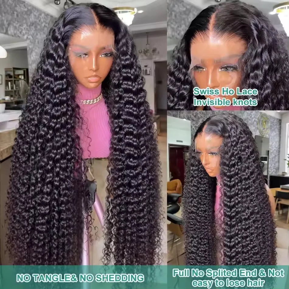 Hd 13x6 Lace Wig Human Hair Curly Wig For Women 40 Inch Brazilian Pre Plucked 13x4 Deep Wave Water Wave Lace Frontal Wigs