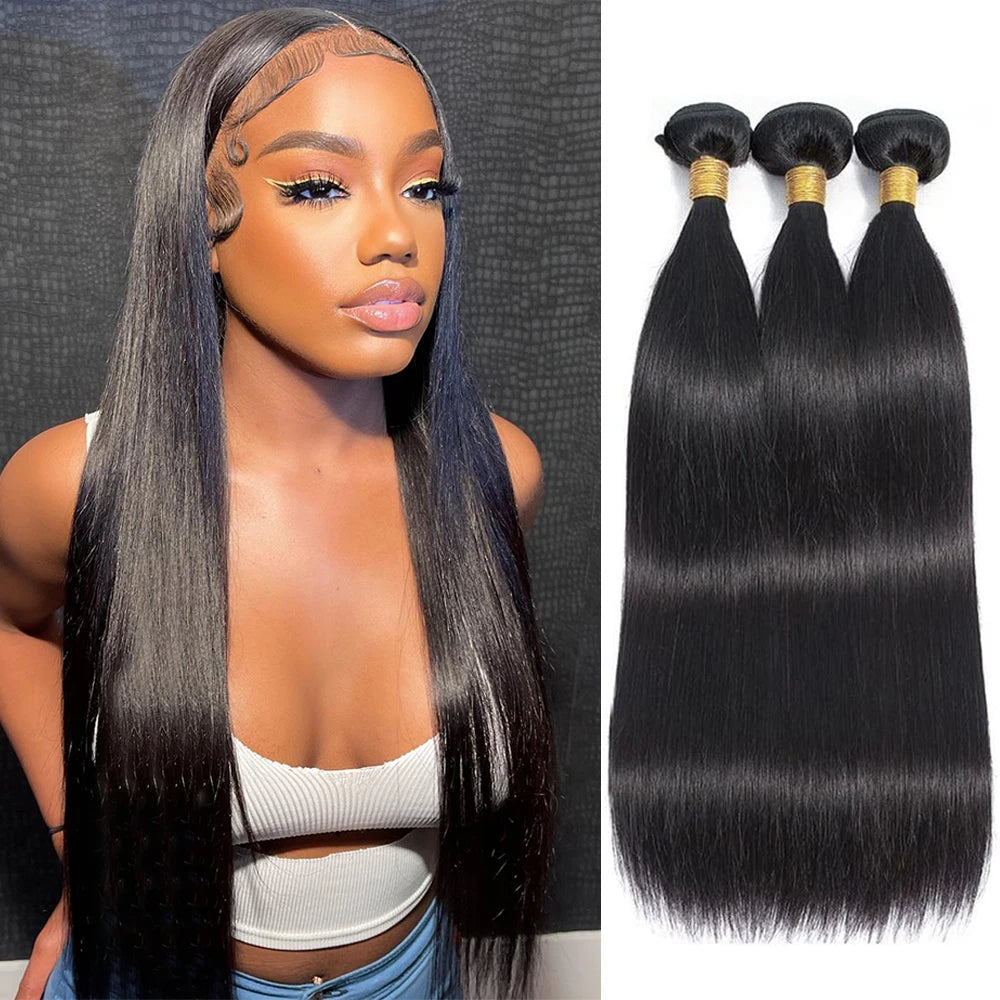 14A Virgin Hair Straight 100% Human Hair 3 4 Bundles Deal Brazilian Raw Hair Weave Bundles Natural Extension Remy Hair For Women