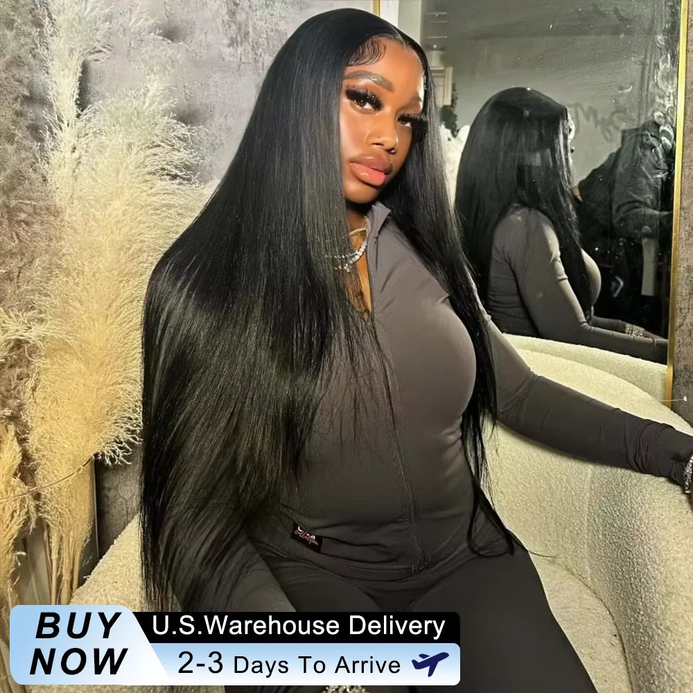 30 40 Inch Straight Human Hair Wig 13x6 HD Transparent Lace Front Wigs 250 Density Brazilian Remy Lace Frontal Human Hair Wig