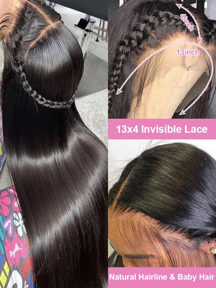 40 46 50 Inch 13x4 13x6 HD Transparent Bone Straight Lace Front Wigs 300% Density 7x5 Wear Go Glueless Wigs Human Hair For Women