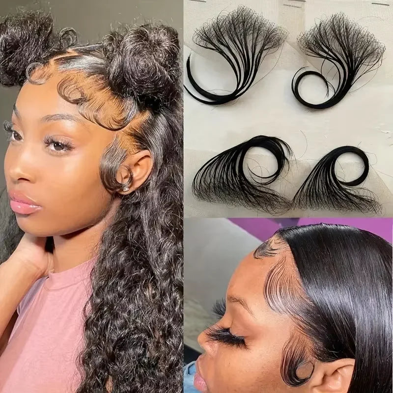 4Pcs Baby Hair Edges Hair HD Lace Baby Hair Stripes For Women Reusable Invisible Lace Hairline Edges Real Human Hair Pieces