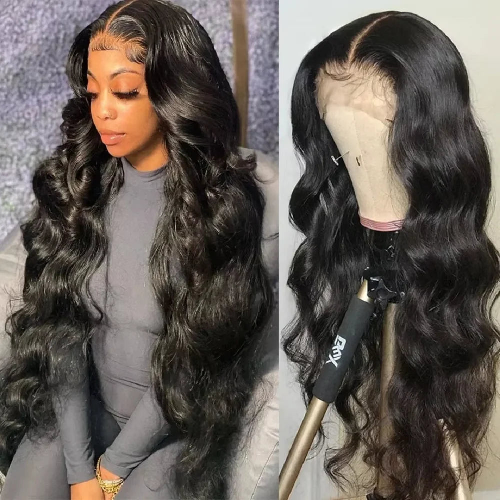 30 40 Inch 13x6 HD Transparent Body Wave Lace Frontal Wigs Preplucked 13x4 Lace Front Human Hair Wig Pre Plucked For Black Women