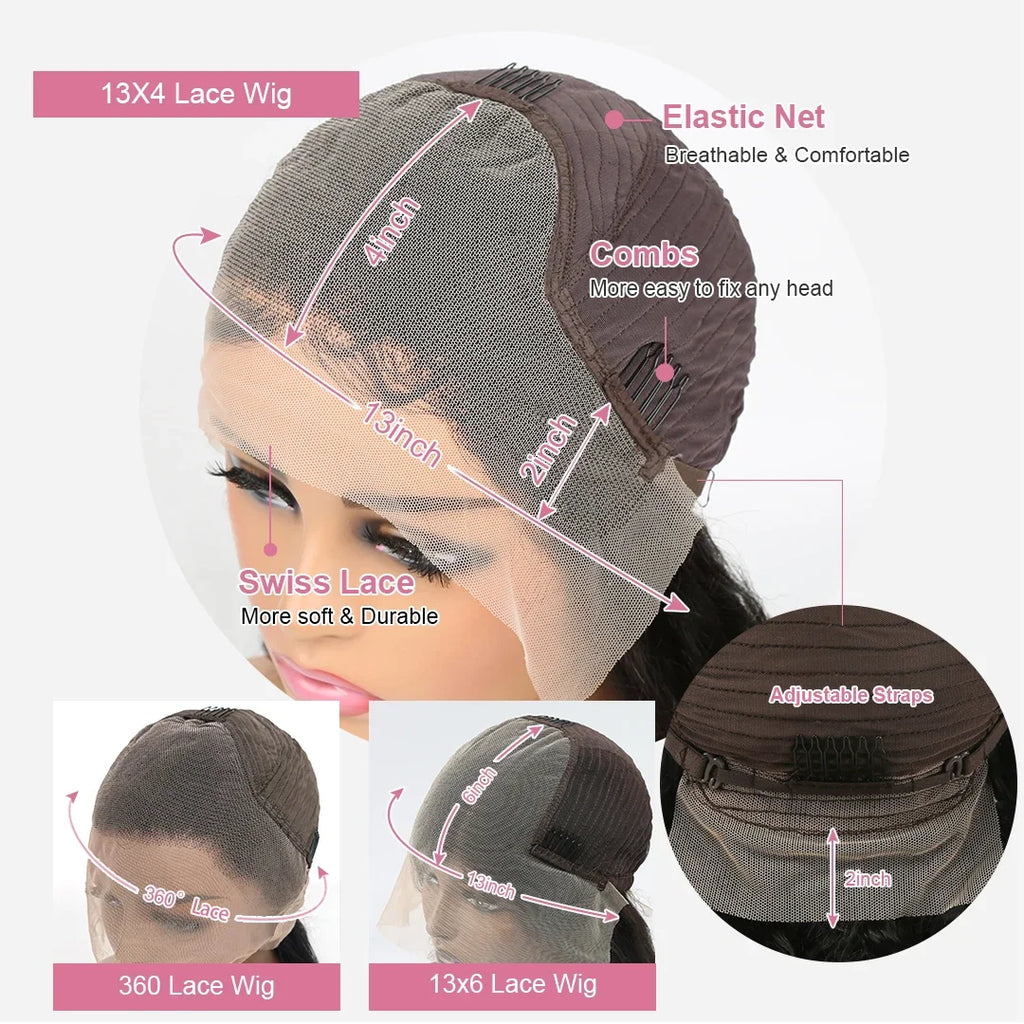 250 Density 40Inch HD Transparent Lace Wigs 13x6 Bone Straight Lace Frontal Wigs Human Hair 13X4 Pre Plucked Brazilian For Women