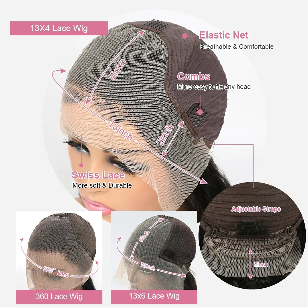 250 Density 40Inch HD Transparent Lace Wigs 13x6 Bone Straight Lace Frontal Wigs Human Hair 13X4 Pre Plucked Brazilian For Women