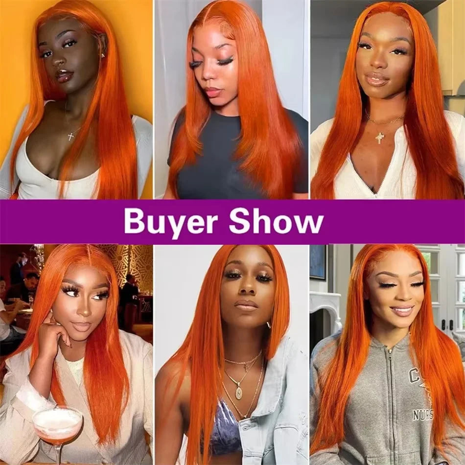 Luckathy High Quality Ginger Orange 13x6 HD Lace Front Wig Straight Wigs For Women 350 Colored 13x4 Lace Front Blonde Human Hair