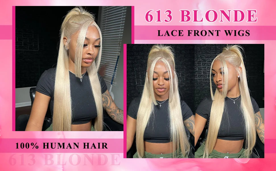 36 40Inch 613 Human Hair Wig 13x6 Blonde Bone Straight HD Lace Front Wig 250 Density Colored Brazilian Human Hair Wigs For Women