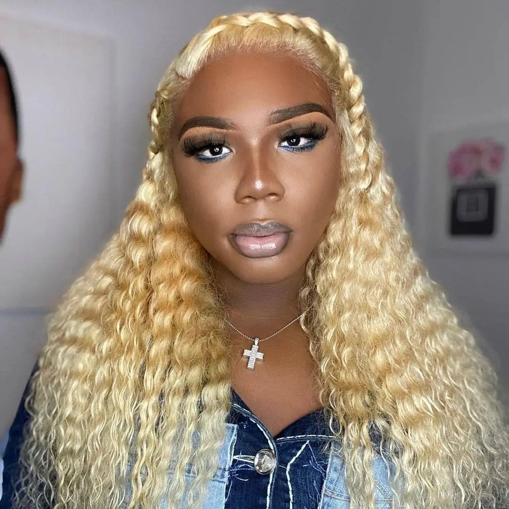 40 42 Inch 613 Honey Blonde Color Deep Wave 13x4 13x6 Hd Lace Frontal Wigs Brazilian Curly Human Hair Wigs For Women 250 Density