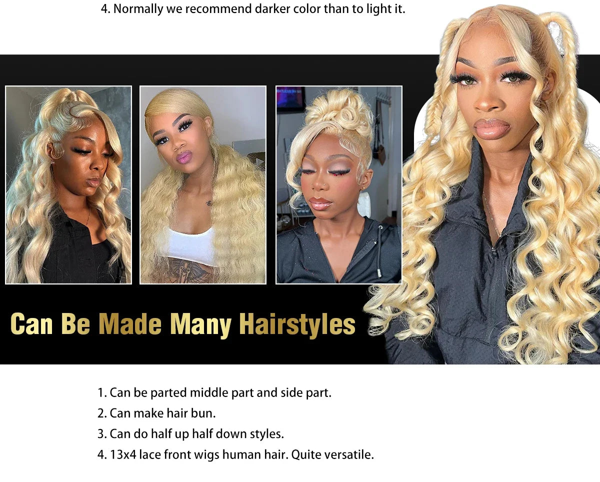 613 Blonde Body Wave Hair Wig Pre Plucked 16-44 Inch 100% Human Hair Wig 13x4 13x6 HD Lace Frontal Wigs 200 250 Density