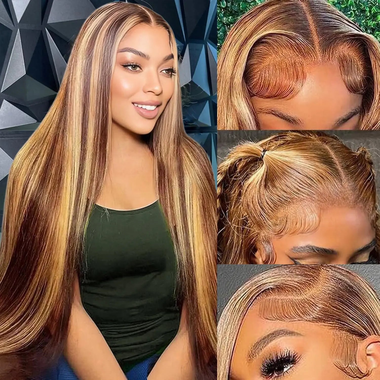 13x6 Hd Highlight Ombre Lace Front Wigs Human Hair Preplucked Straight 360 Full Lace Wig Blonde Colored Lace Frontal Wigs 13x4