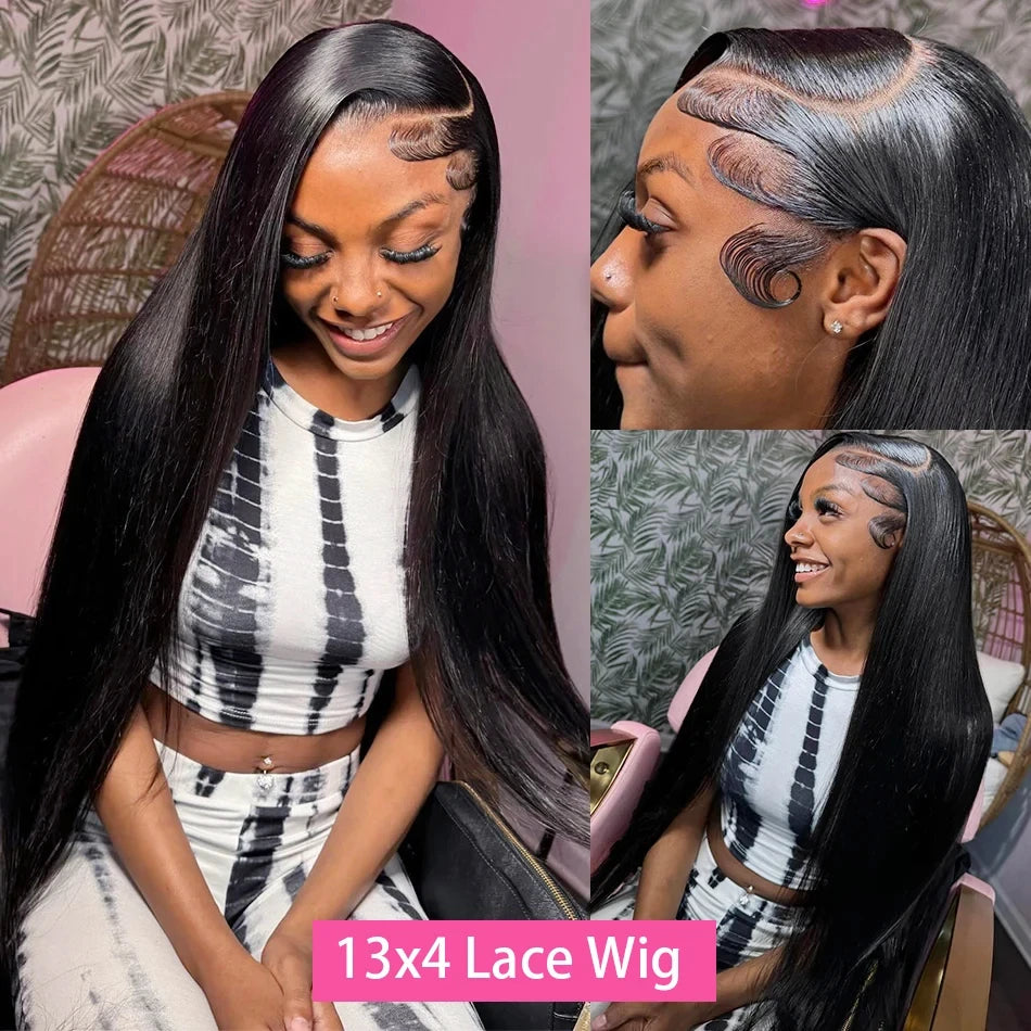 30 40 Inch Human Hair Wigs 13x4 13x6 Straight Lace Frontal Wigs 360 Front Human Hair 250Density PrePlucked Closure Wig For Women