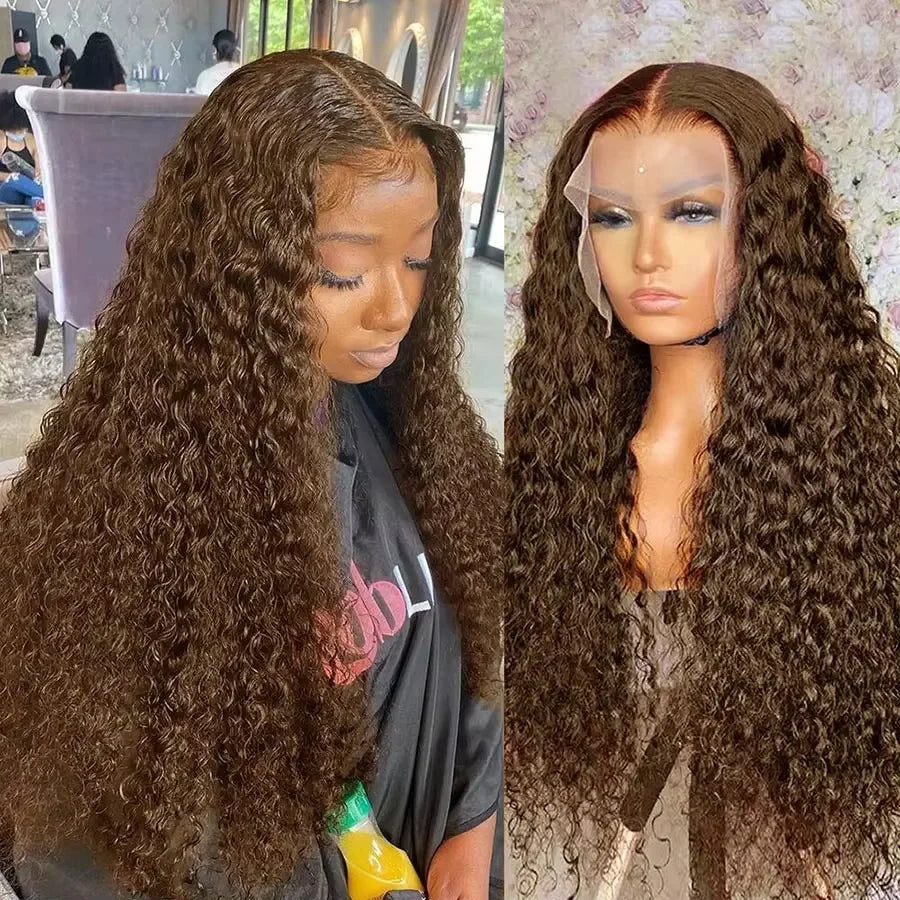 30 Inch Reddish Brown Deep Wave Frontal Wig 13X4 Lace Frontal Wig Colored Deep Wave 13x4 Lace Front Human Hair Wigs For Women
